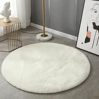 HARESLE Teppich Flauschig,Waschbar Teppich Wohnzimmer,Kleiner Teppiche Bettvorleger Schlafzimmer,Hochflor Teppiche Kinderzimmer,rutschfest Tepich Weich für Büro(Elfenbein,60cm/24 Zoll)