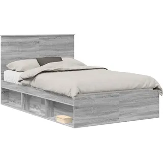 vidaXL Bettrahmen Sonoma-Grau 120 x 190 cm Massives Kiefernholz - Grau