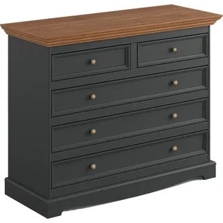Kommode 112cm, Massivholz in grau mit Eiche Optik BORMIO-163 - Grau