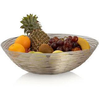 Obstschale Drahtstruktur Brotkorb Obstkorb Metall rund silber Ø 40 cm - Silber, Gold