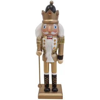 Logbuch-Verlag Nussknacker-König aus Holz: Weihnachtsfigur zum Hinstellen, Dekofigur Weihnachten, Advent & Winter, Holzdeko Figur mit Krone, Holzfigur Weihnachtsdeko, Kleine Winterfiguren, 26 cm