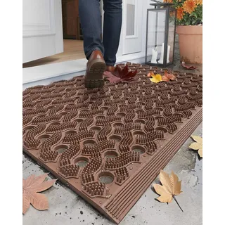 COLOR&GEOMETRY Null Geruch TPE fussmatte aussen Heavy Duty Eingang Fußmatte, umweltfreundlich, Keine Wartung, rutschfeste schmutzfangmatte für Haustür, Terrasse, Garage, 43x75cm Braun