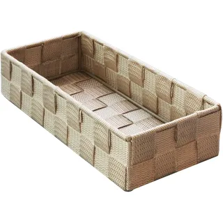 wm Homebase Aufbewahrungskorb geflochten Polypropylen Badkorb Rechteckig in Beige 26x11x6cm