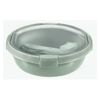 CURVER SMART TO GO ECO LUNCH Frischhaltedose, mit Besteck, Aufbewahrungsbox mit Löffel, Gabel und Messer aus recyceltem Polypropylen, Volumen: 1 Liter, Rund