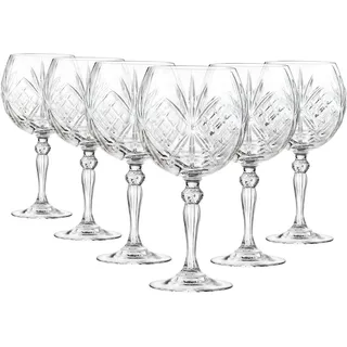 RCR 6x 650ml Melodia Gin-Gläser - Groß Langer Stiel Schüsselförmig G&T Cocktail Trinken Copa Tonic Glas Geschenkset Crystal