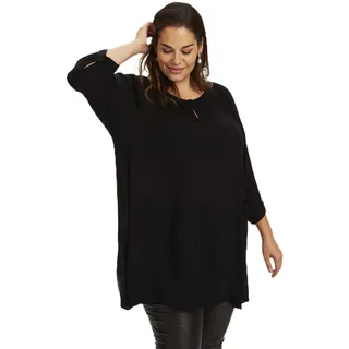 KAFFE CURVE Damen Tunika KCami Damen Tunika 3/4 Arm Casual Rundhals Shirt Große Großen 3/4 Ärmel 56, Black deep