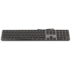 LMP 18240 USB-Tastatur mit 110 Tasten und Upper Cover aus Aluminium Silber, 2 zusätzliche USB-Anschlüsse - Schweizer Layout (CH)