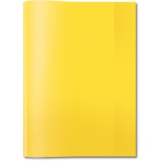 HERMA 7481 Heftumschlag A5 Transparent Gelb, Hefthülle aus strapazierfähiger & abwischbarer Polypropylen-Folie, durchsichtige Heftschoner für Schulhefte, farbig