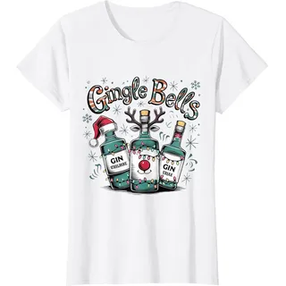 Gingle Bells Gin Gin-Trinker Gin-Liebhaber Weihnachten T-Shirt, Damen, Weiß, L