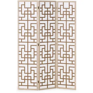 Homestyle4u Paravent Raumteiler, 3 teilig Shoji Raumtrenner Holz Natur Trennwand Sichtschutz