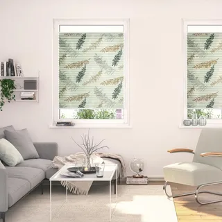 Lichtblick ORIGINAL Plissee Klemmfix, ohne Bohren, blickdicht, Fir Branches - Grün« blickdicht freihängend, grün