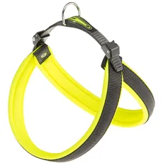 Ferplast Ergonomisches Hundegeschirr AGILA FLUO 3, ausgezeichnete Passform, Kordelzug-Verschluss, weiche Polsterung, A = B 37 ÷ 57 cm 15 mm Neongrün