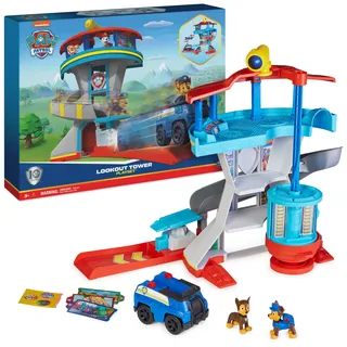Paw Patrol Spin Master Games PAW Patrol, Lookout Tower, Hauptquartier Spielset mit 1 Chase Basis Fahrzeug, 2 Chase Figuren und Zubehör, geeignet für Kinder ab 3 Jahren
