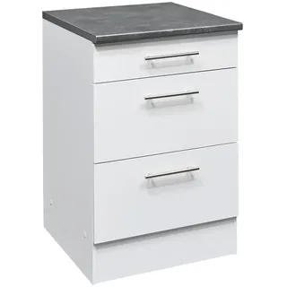 Mid.you Küchenunterschrank , Grau, Weiß , Metall , 3 Schublade(n) Schubladen , 60x90x60 cm , Küchen, Küchenmöbel, Küchenschränke, Küchenunterschränke