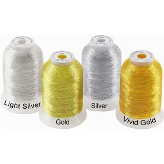 New brothread 4 Farben (2 Gold+2 Silber) Metallic Maschinen Stickgarn 500M für Computerized Stickerei und Dekoratives Nähen