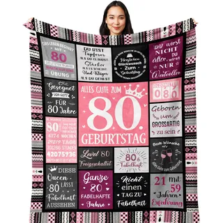 Yesbird 80 Geburtstag Frauen, 80 Geburtstag Deko, 80. Geburtstag Frauen, Geschenke zum 80 Geburtstag Frau, Geschenk 80. Geburtstag Frau Decke 200x150CM