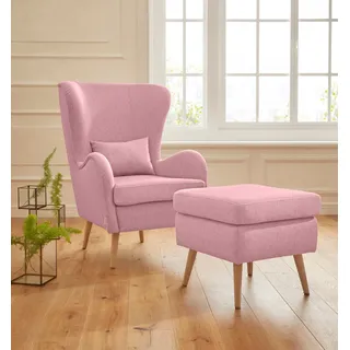 Home affaire Sessel "Sallito, TV-Sessel, Ohrensessel mit" Hocker, in vielen Bezugsqualitäten, auch in Samtcord, rose