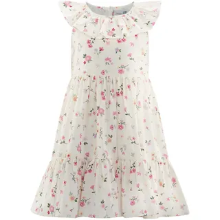 Sommerkleid HAPPY GIRLS, Mädchen, Gr. 104, N-Gr, rosa (ecru), Web, Obermaterial: 100% Baumwolle. Futter: 100% Baumwolle, bedruckt, geblümt, Basic knieumspielend, Rundhals, Kleider Sommerkleid, mit tollen Volants und mit Knopfleiste im Rücken