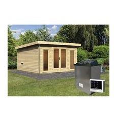 KARIBU Sauna »Kuusalu 4«, BxHxT:369 x 229 x 369 cm, 5 Personen - beige