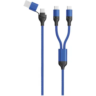2Go USB / Type C Ladekabel DUO Type C blau - Schwarz, Blau
