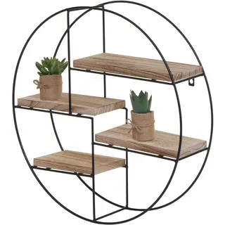 Wandregal HWC-K76, Hängeregal Schweberegal Regal, 4 Regalböden Metall Massiv-Holz Industrial 45x45x11cm natur - Beige