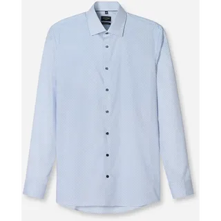 OLYMP Langarmhemd »No 6 six« super slim, New York Kentkragen, gemustert, Businesshemd, weiß