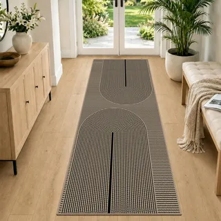 VSIWB Teppich Läufer Flur 80x200 cm, Jute Aussehen küchenteppich, Waschbarer Teppich, rutschfest Küchenläufer, Teppich Flur, Schwarz Teppich Läufer für Wohnzimmer, Küche, Diele, Eingang, Balkon