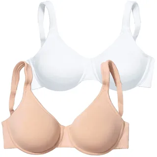 Minimizer-BH PETITE FLEUR, Damen, Gr. 95, Cup E, rosa (puder, weiß), Jersey, Obermaterial: 93% Baumwolle, 7% Elasthan, BHs Minimizer-BH, Bügel, Baumwoll-Qualität, – ideal für große Größen, Topseller