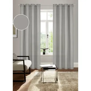 Vorhang BRUNO BANANI "Lagan" Gr. 5, grau, B:140cm H:265cm, Polyester, Polyester, Gardinen, Vorhang, 2-er Set, gewebt, Microfaser, versch. Größen, einfarbig, Bestseller