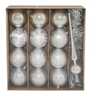 DUE ESSE CHRISTMAS SRL Set Silber Spitze + Kugeln 8 cm 12 Stück, Siehe Foto, Taglia unica