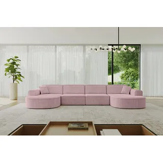 altdecor Ecksofa in U-Form MARI-U2 - 388x171x79,5 cm Rosa - Corner Sofa Bett Eckcouch Couch L-Form Wohnlandschaft Cauchsofa - Rosa