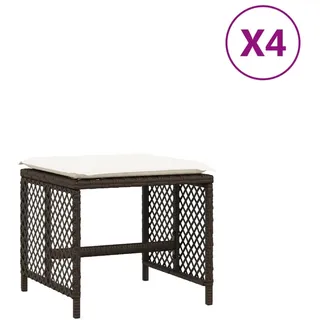 Gartenhocker mit Kissen 4 Stk. Braun 41x41x36 cm Poly Rattan - Braun
