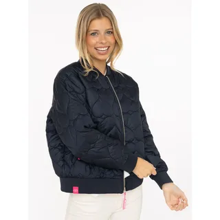 Bomberjacke ZWILLINGSHERZ "Be Happy", Damen, Gr. XL, marine, Steppware, Obermaterial: 100% Polyester, regular fit kurz, angesetztes Bündchen, Jacken Bomberjacke, modisch, Kontrastdetails, regular fit, langärmelig, mit Herzsticker