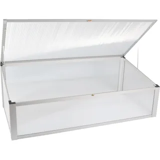 Frühbeet aus Aluminium, Frühbeetaufsatz für Hochbeete, Frühbeetkasten 56,5 x 110 cm - Weiß