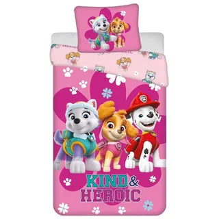 Jerry Fabrics Paw Patrol Kind & Heroic Baumwolle Pink 140 x 200 cm + 50 x 70 cm