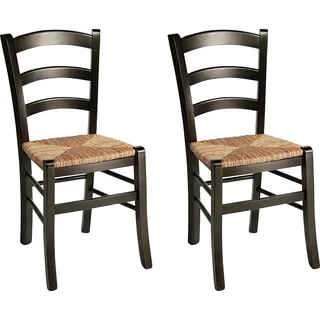 Home affaire Esszimmerstuhl »Super Paesana« (Set) 2 Stk.aus Massivholz Buche mit Sitz aus Grasgeflecht, grau