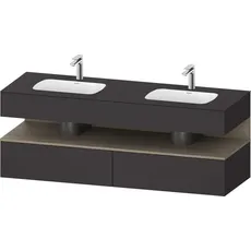 Duravit Qatego Einbauwaschtisch mit Konsolenwaschtischunterbau, 1600x550x600mm, Nische Eiche Terra, Doppelwaschtisch, QA4797035, Farbe: graphit supermatt