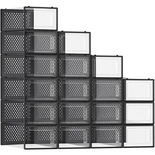 Songmics Aufbewahrungsbox 18er Set 1-tlg. transparent/schwarz