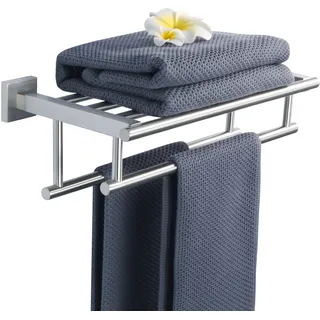 SAYAYO Handtuchhalter Wand 40cm Gästehandtuchhalter mit Ablage Handtuchhalter Edelstahl Gebürstet Handtuchstange mit Bohren für Badezimmer und Küche