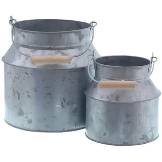 Zink Deko Milchkanne im 2er Set - 18 / 13 cm - Schwarz