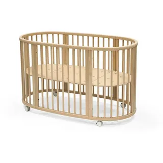 Stokke Gitterbett , Naturfarben , Holz , Buche , massiv , 74x78x141 cm , zum Juniorbett umbaubar, höhenverstellbar, Lattenrost inklusive , Babymöbel & Kindermöbel, Babyzimmer, Babybetten, Gitterbetten