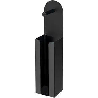 Wenko Toilettenpapierhalter Agira, zum Kleben, Platz für 3 Ersatzrollen, matt lackierter Stahl, 12 x 11 cm, Schwarz
