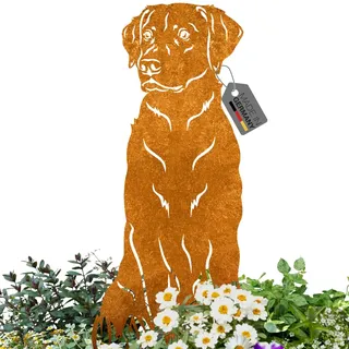 Terma Stahldesign Labrador Gartenfigur Metall – Edelrost Hundedeko für außen – Massive Hund Rostfigur für Garten & Terrasse – Handmade in Germany