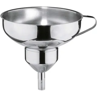 Karl Weis Marmeladentrichter Set 2, Edelstahl Einfülltrichter Ø 14 cm mit Minitrichter Ø 6 cm und 1 mm Sieb, Silber