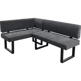 byLIVING Eckbank Vancouver/Webstoff anthrazit/Metall Gestell schwarz pulverbeschichtet/Taschenfederkern/Langer Schenkel wahlweise rechts oder links,