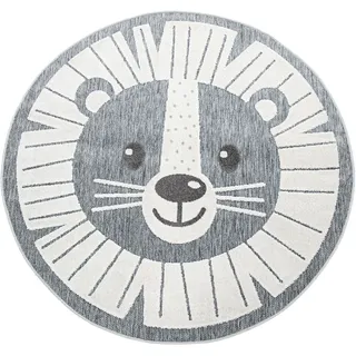 Paco Home - Kinderteppich Kinderzimmer Outdoorteppich Rund Spielteppich 3D Effekt Löwe, In- und Outdoor geeignet