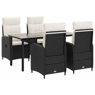 Sofa-Tischset 5 pcs PE Rattan und pulverbeschichteter Stahl - Schwarz, Bunt