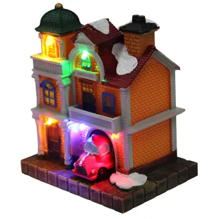 Aufleuchten LED Weihnachten Ornament Miniatur Haus Mini Festlich Szene 12.5cm