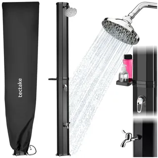 tectake® Solardusche Ofanto 35 Liter, mit Seifenablage extra Wasserhahn, inklusive Schutzhülle