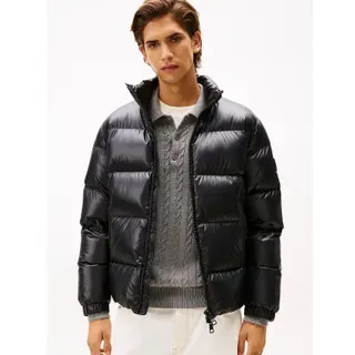 Tommy Hilfiger für Herren. MW0MW40617 Glänzende Steppjacke mit schwarzen Daunen (L), Lässig, Polyester